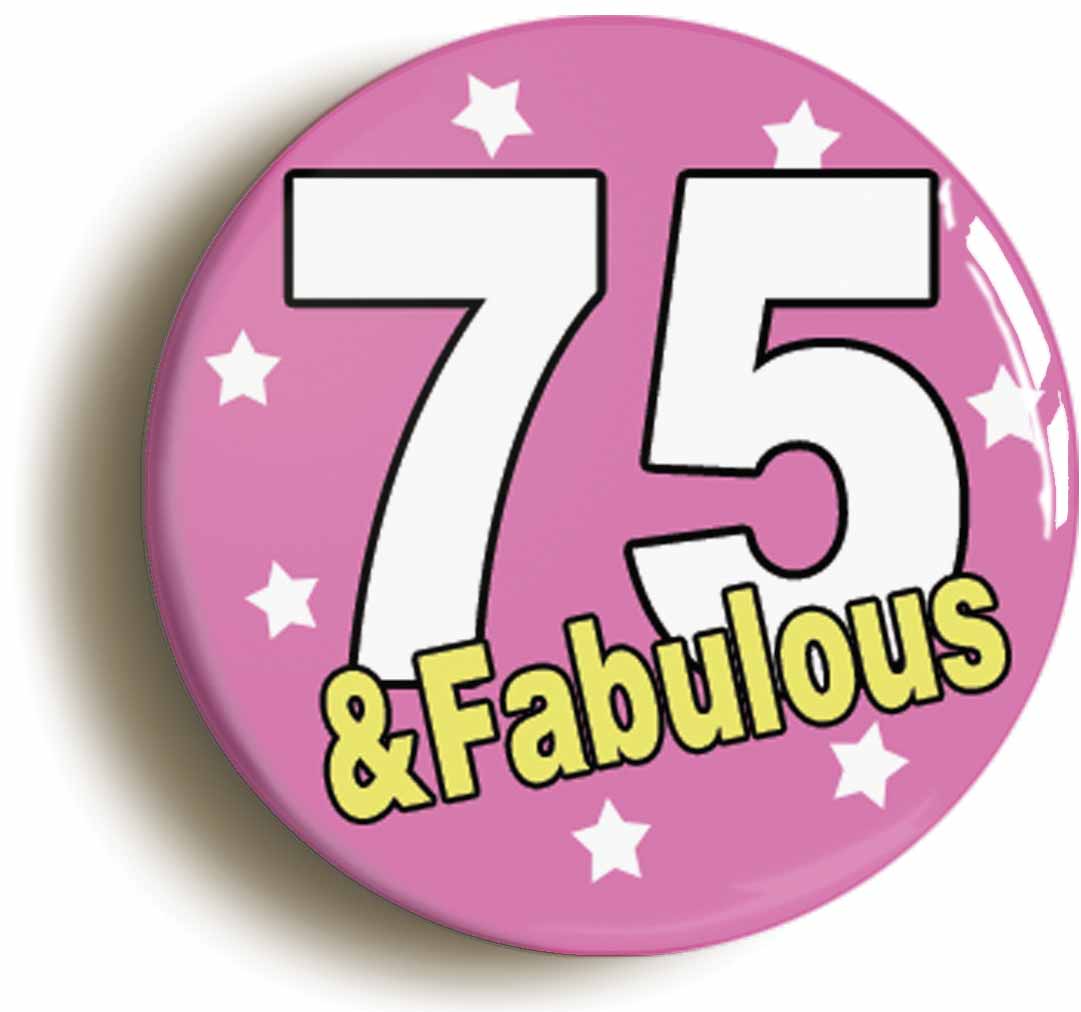 A picture of the front of the product, titled Eighty And Fabulous Eightieth 80th Birthday Button Pin Badge