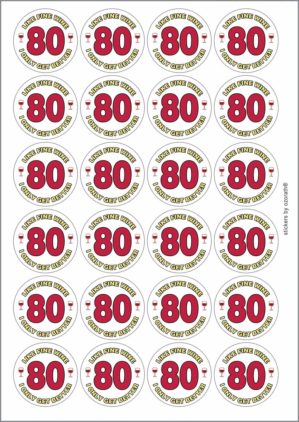 A picture of an A4 sheet of matte paper stickers