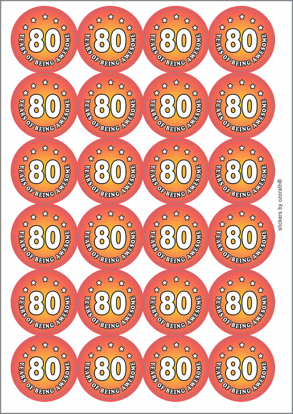 A picture of an A4 sheet of matte paper stickers