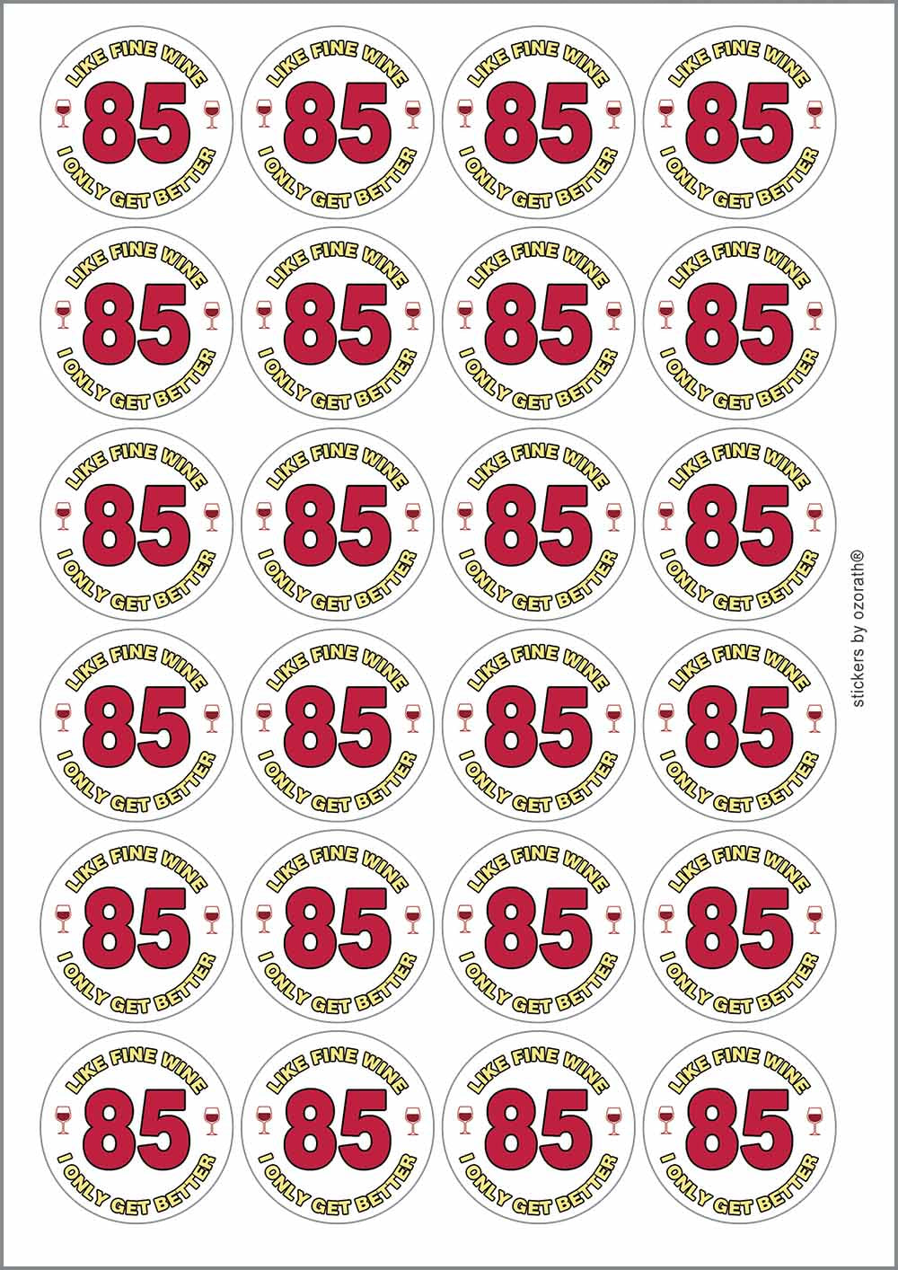 A picture of an A4 sheet of matte paper stickers
