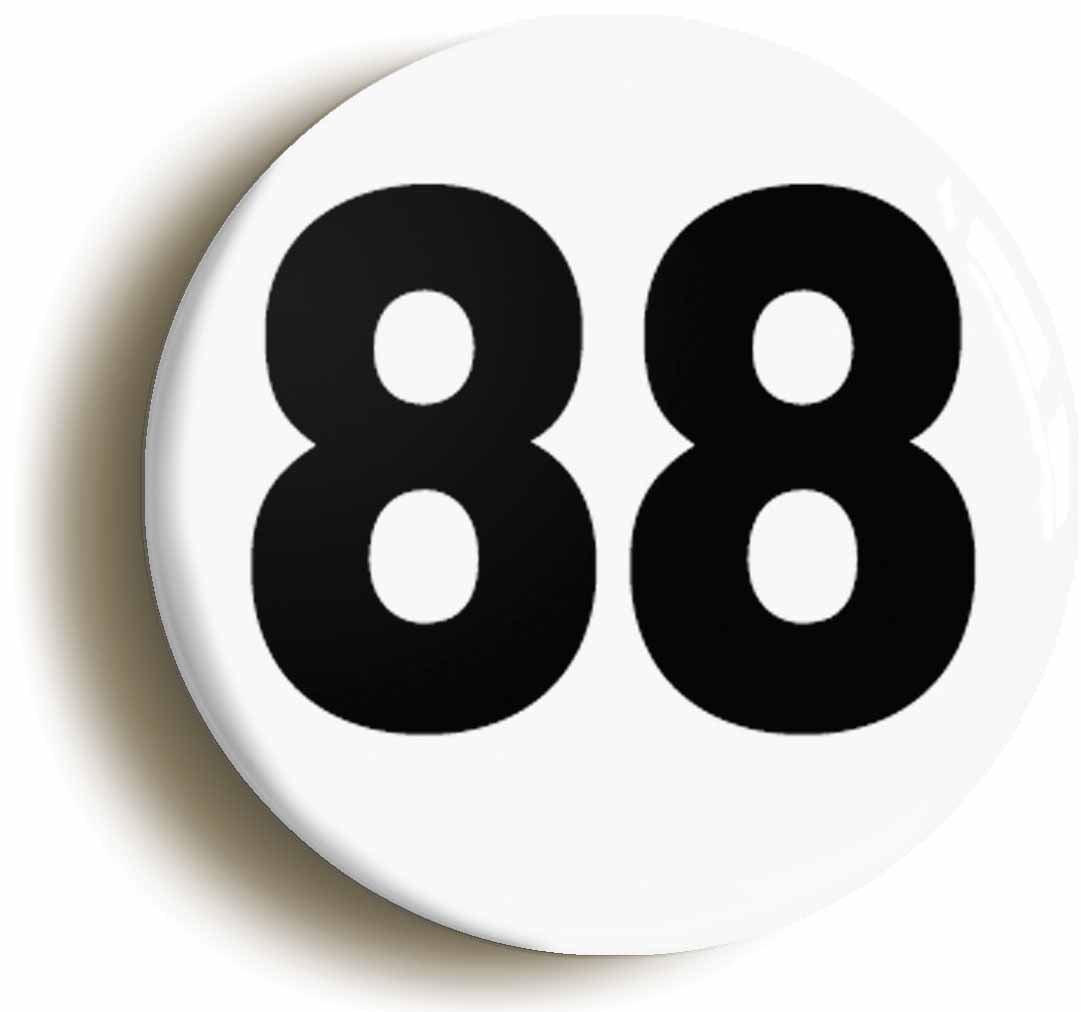 A picture of the front of the product, titled Plain Number 88 Eighty Eight Circular 50mm Fridge Magnet