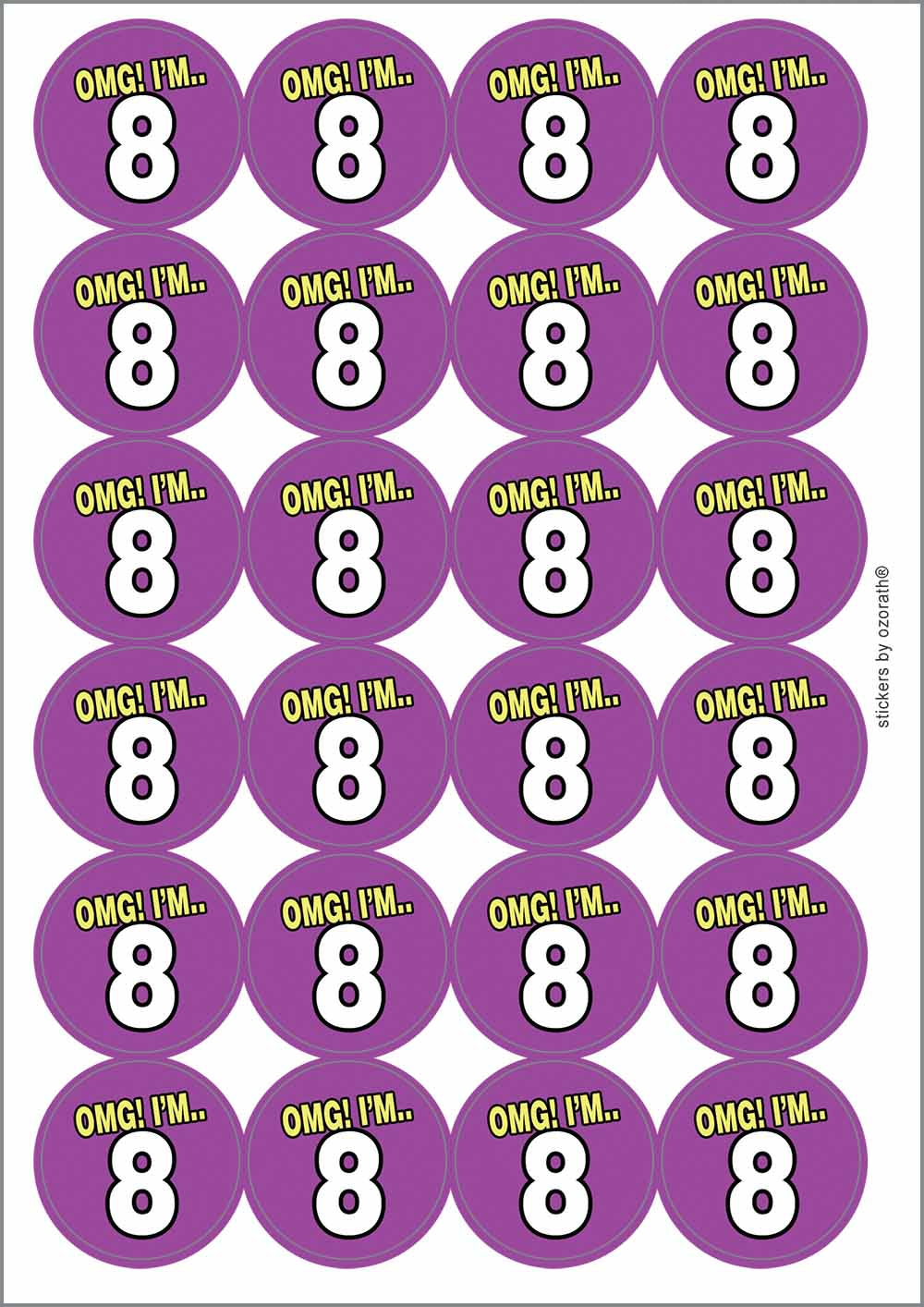 A picture of an A4 sheet of matte paper stickers