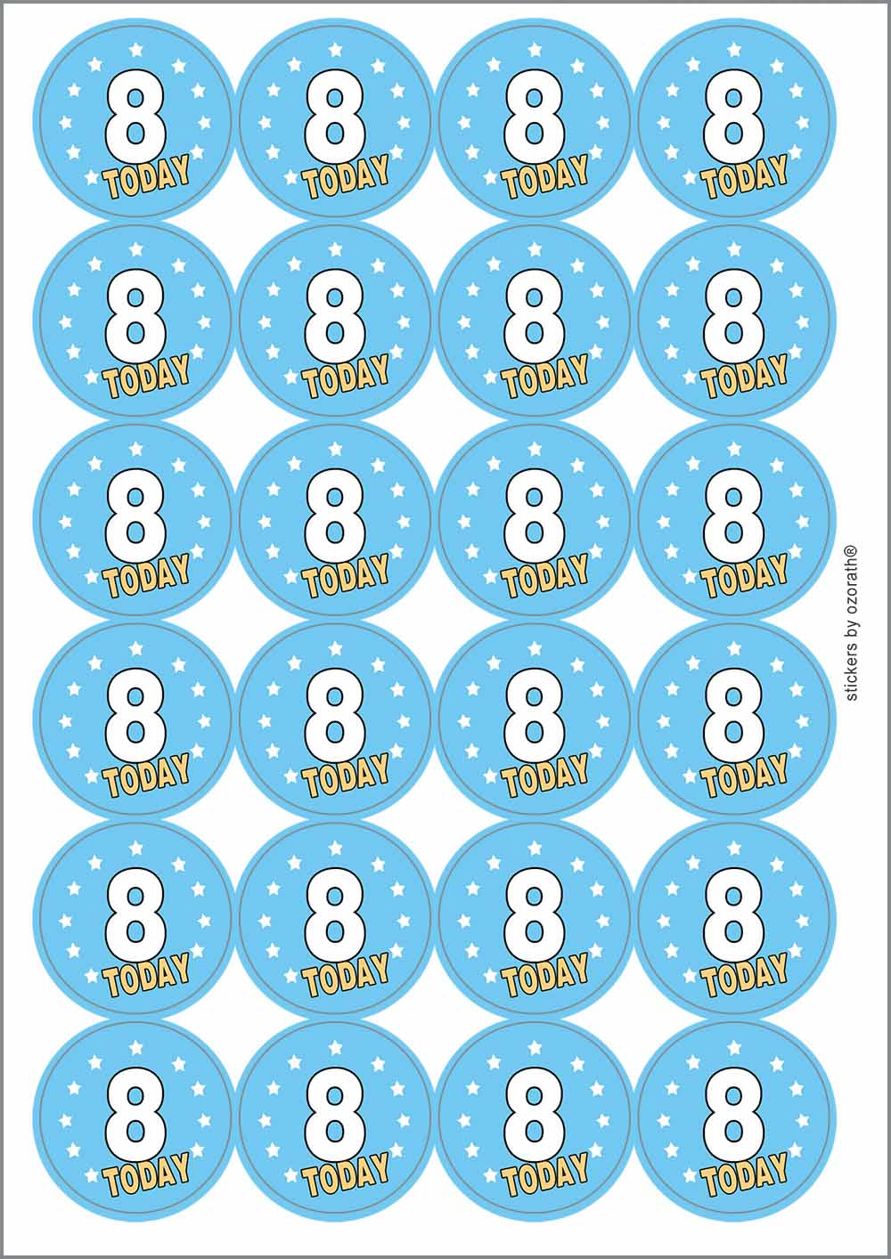 A picture of an A4 sheet of matte paper stickers