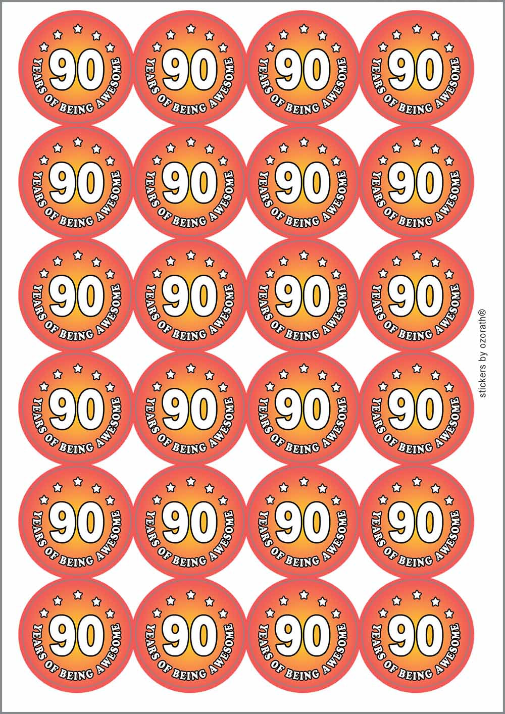 A picture of an A4 sheet of matte paper stickers