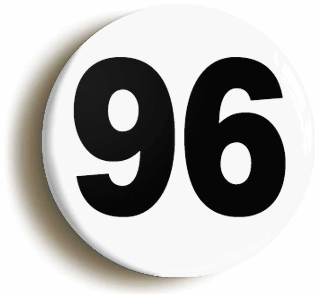 A picture of the front of the product, titled Plain Number 96 Ninety Six Circular 50mm Fridge Magnet