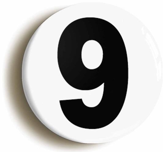A picture of the front of the product, titled Plain Number 9 Nine Circular 50mm Fridge Magnet