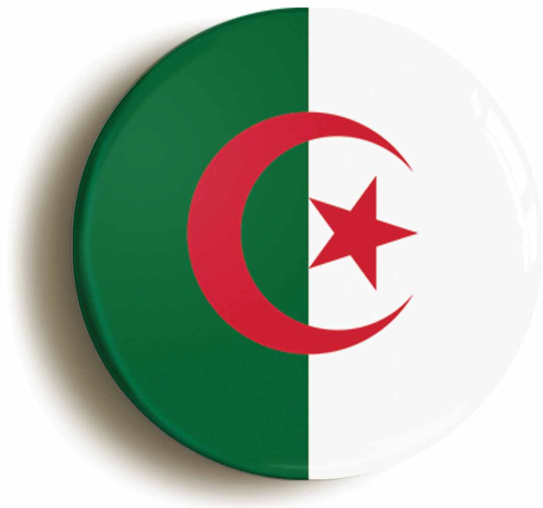 A picture of the front of the product, titled Algeria Algerian National Flag Button Pin Badge
