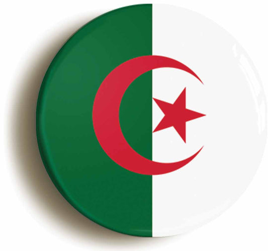 A picture of the front of the product, titled Algeria Algerian National Flag Button Pin Badge