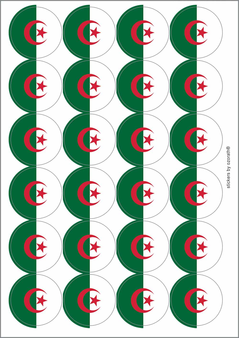 A picture of an A4 sheet of matte paper stickers