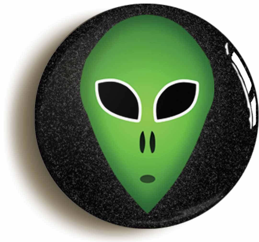 A picture of the front of the product, titled Alien Head Circular 50mm Fridge Magnet