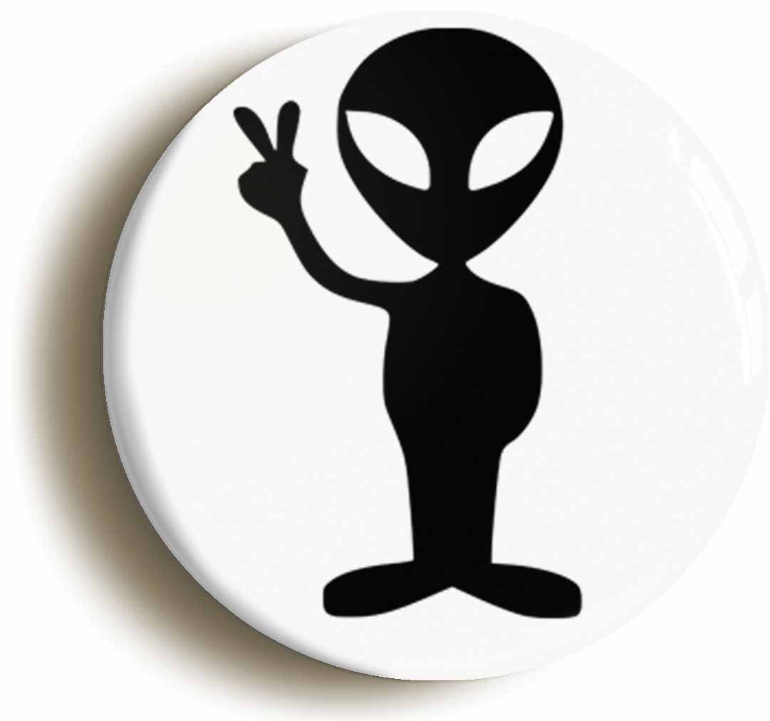 A picture of the front of the product, titled Peace Alien Circular 50mm Fridge Magnet