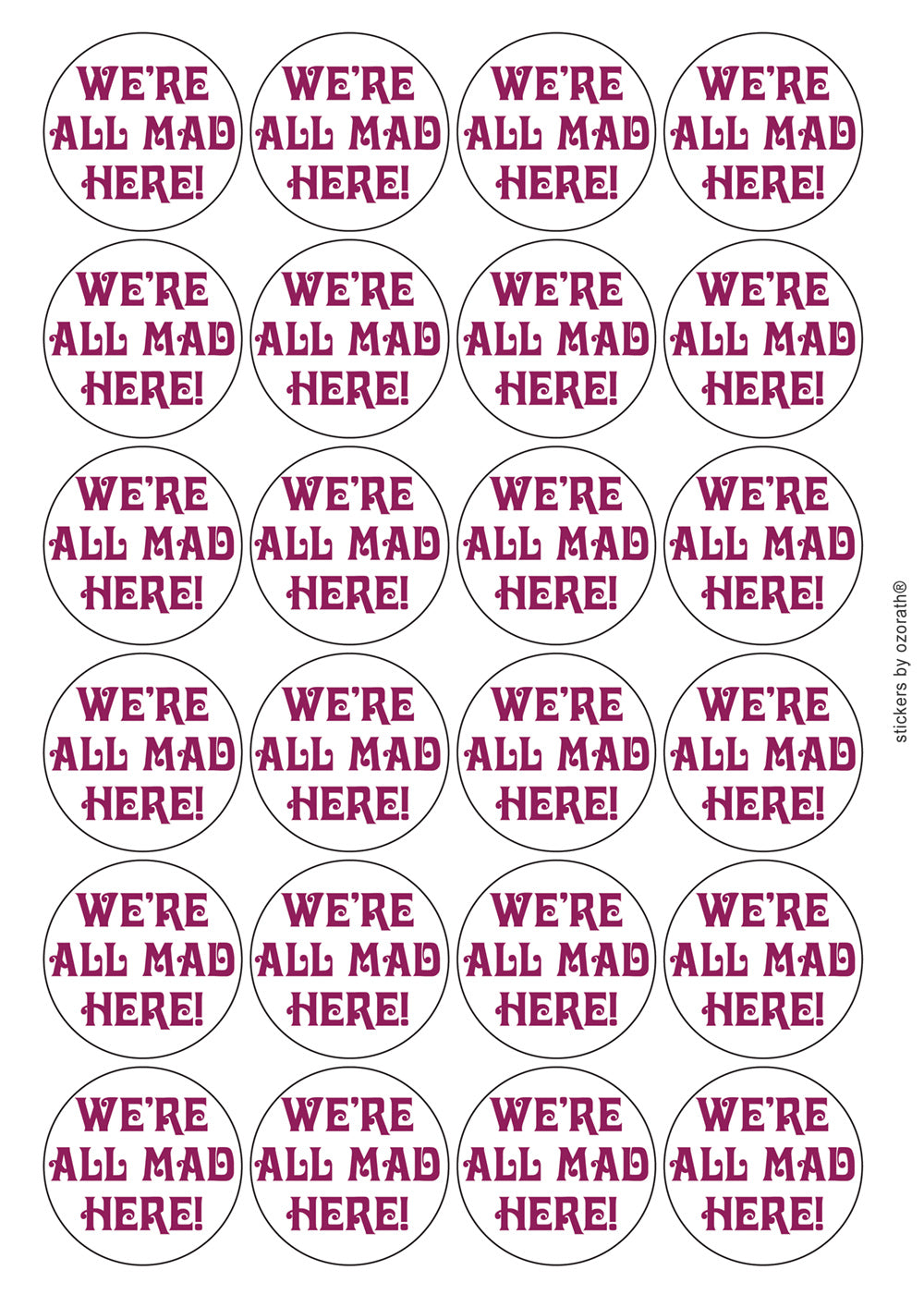 A picture of an A4 sheet of matte paper stickers
