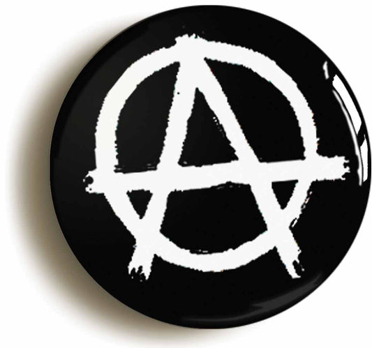 A picture of the front of the product, titled Anarchy Punk Black Button Pin Badge
