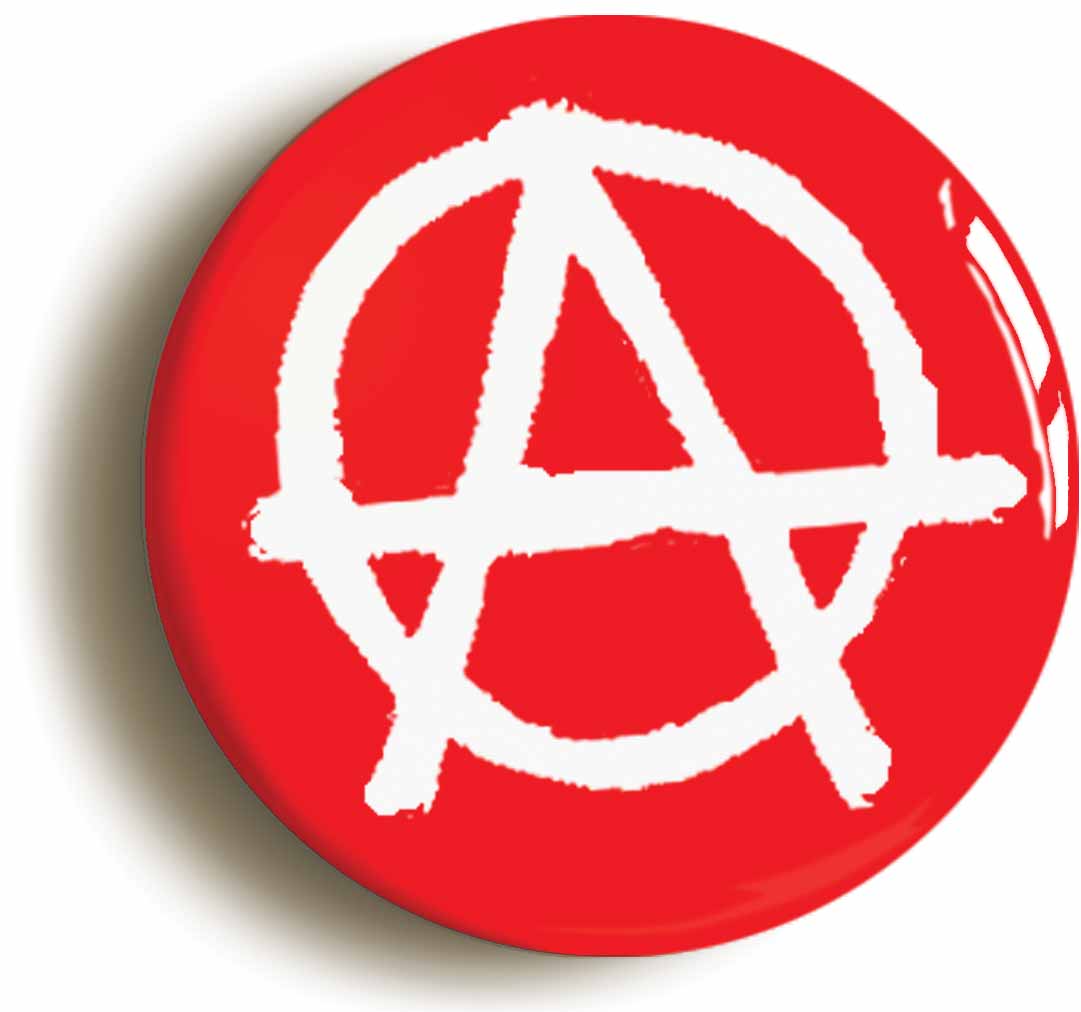 A picture of the front of the product, titled Anarchy Punk Red Button Pin Badge