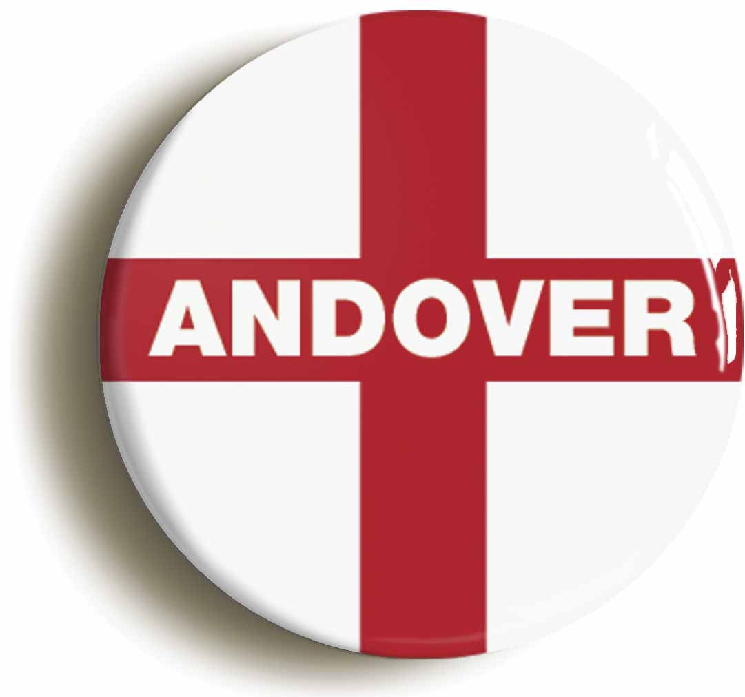 A picture of the front of the product, titled Andover England Flag Button Pin Badge