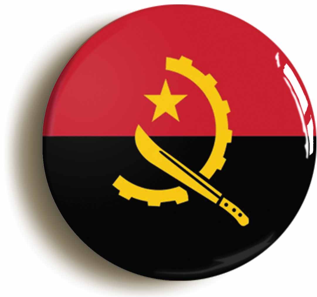 A picture of the front of the product, titled Angola Angolan National Flag Button Pin Badge