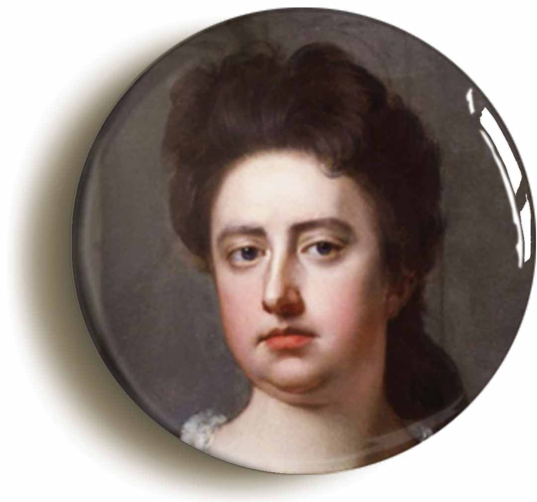 A picture of the front of the product, titled Queen Anne Portrait Button Pin Badge