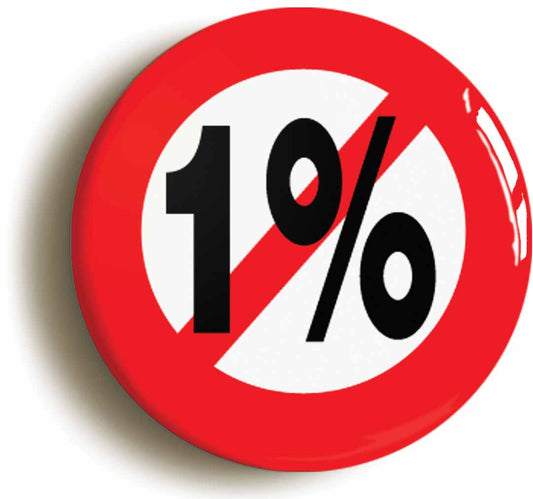 A picture of the front of the product, titled Anti One Percent 1% Protest Occupy Button Pin Badge