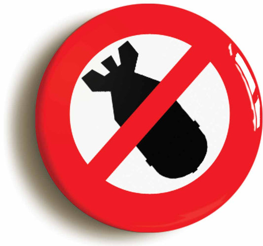 A picture of the front of the product, titled Anti War Button Pin Badge