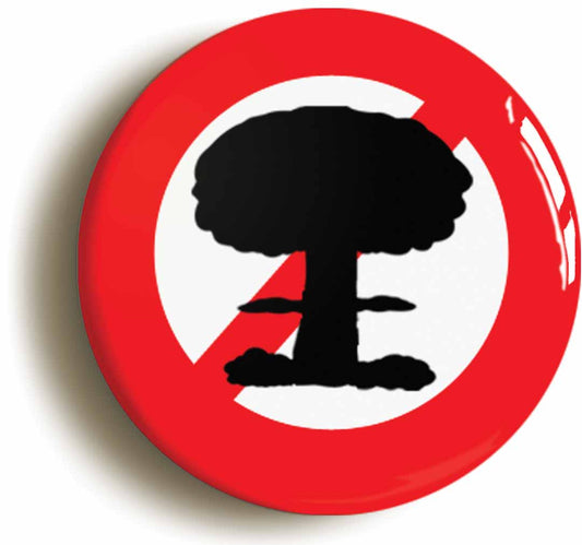 A picture of the front of the product, titled Anti Nuclear Weapons Button Pin Badge
