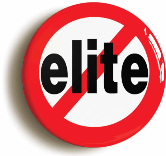 A picture of the front of the product, titled Anti Elite Protest Button Pin Badge