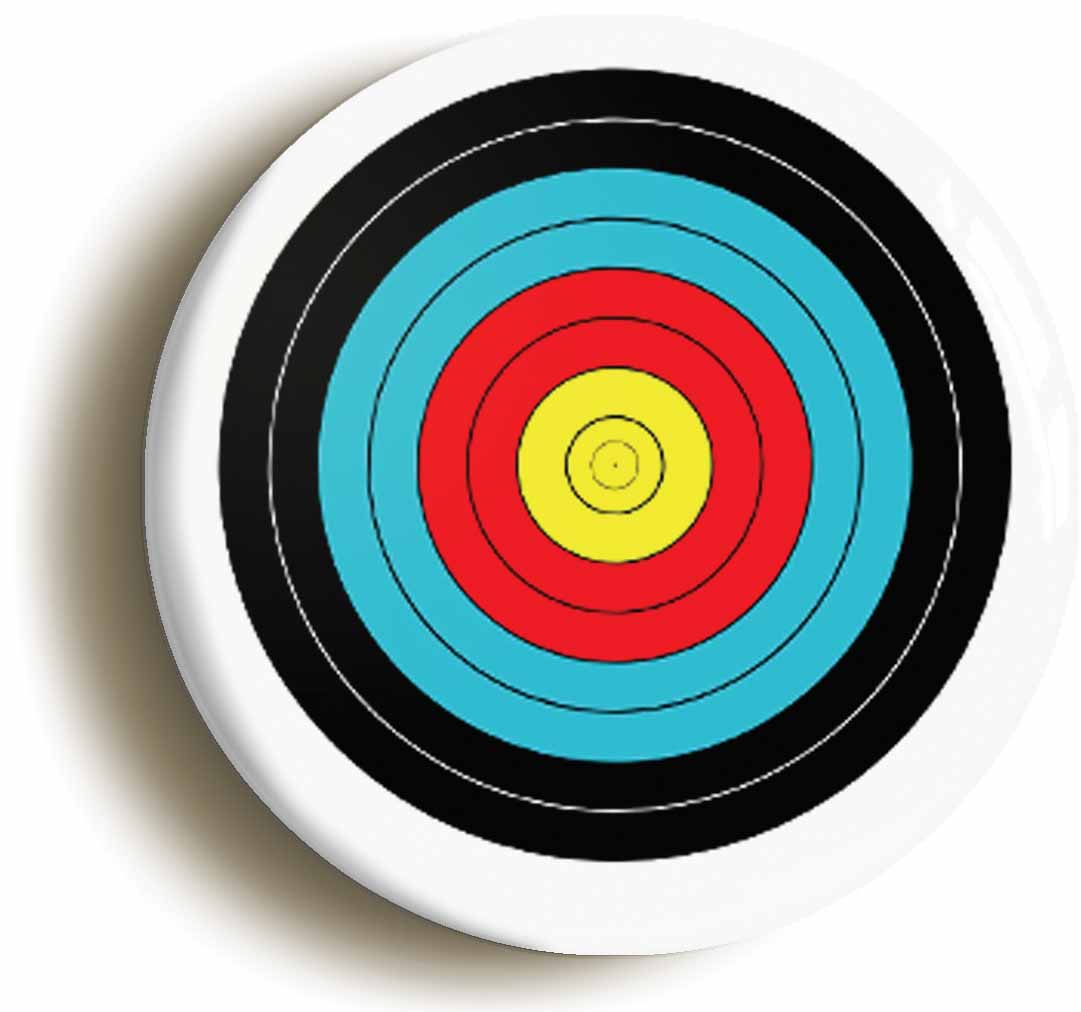 A picture of the front of the product, titled Archery Target Circular 50mm Fridge Magnet