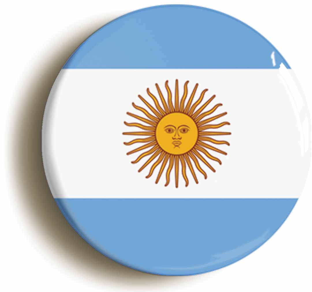 A picture of the front of the product, titled Argentina Argentinian National Flag Button Pin Badge