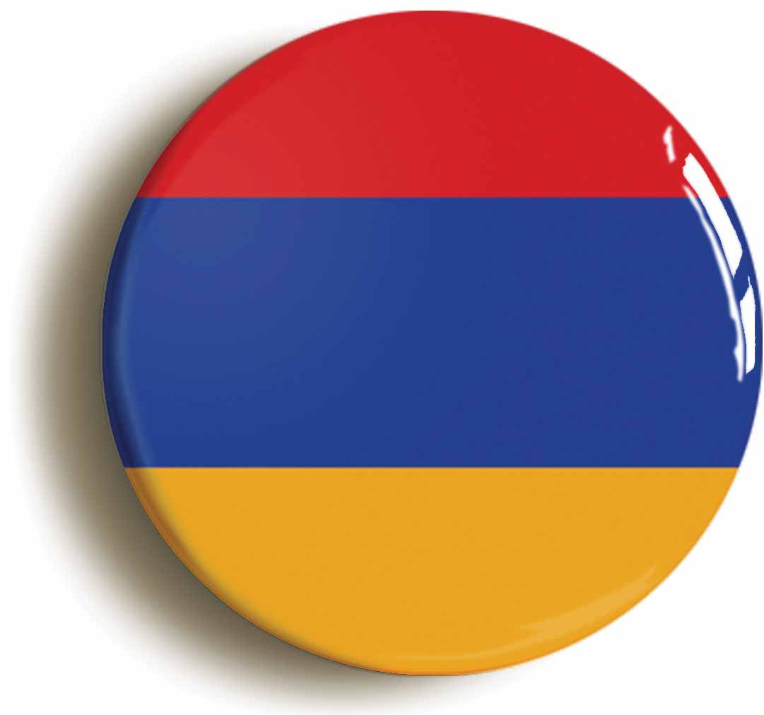 A picture of the front of the product, titled Armenia Armenian National Flag Button Pin Badge