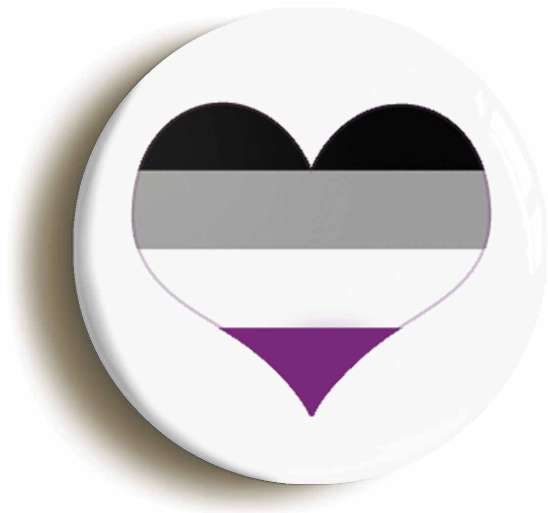 A picture of the front of the product, titled Asexual Heart Pride Button Pin Badge