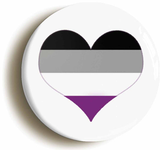 A picture of the front of the product, titled Asexual Heart Pride Button Pin Badge
