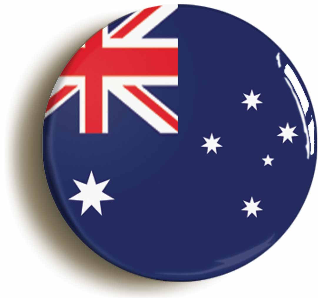 A picture of the front of the product, titled Australia Australian National Flag Circular 50mm Fridge Magnet