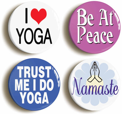A picture of a set of four badges