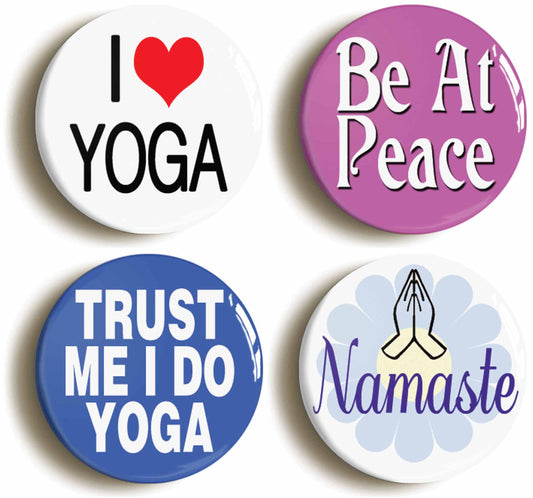 A picture of a set of four badges