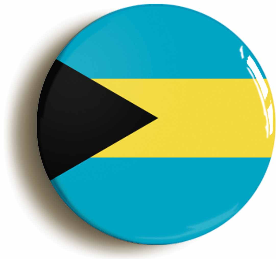 A picture of the front of the product, titled Bahamas Bahamian National Flag Circular 50mm Fridge Magnet