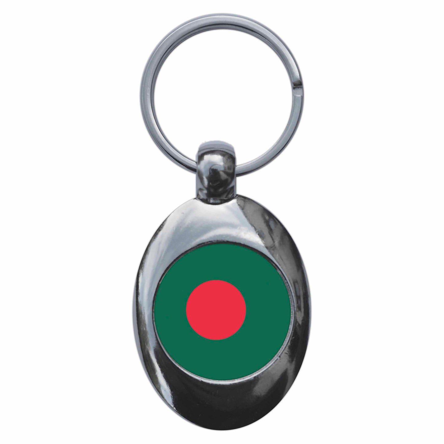 A picture of the front of the product, titled Bangladesh Bangladeshi National Flag Metal Keyring With Trolley Coin