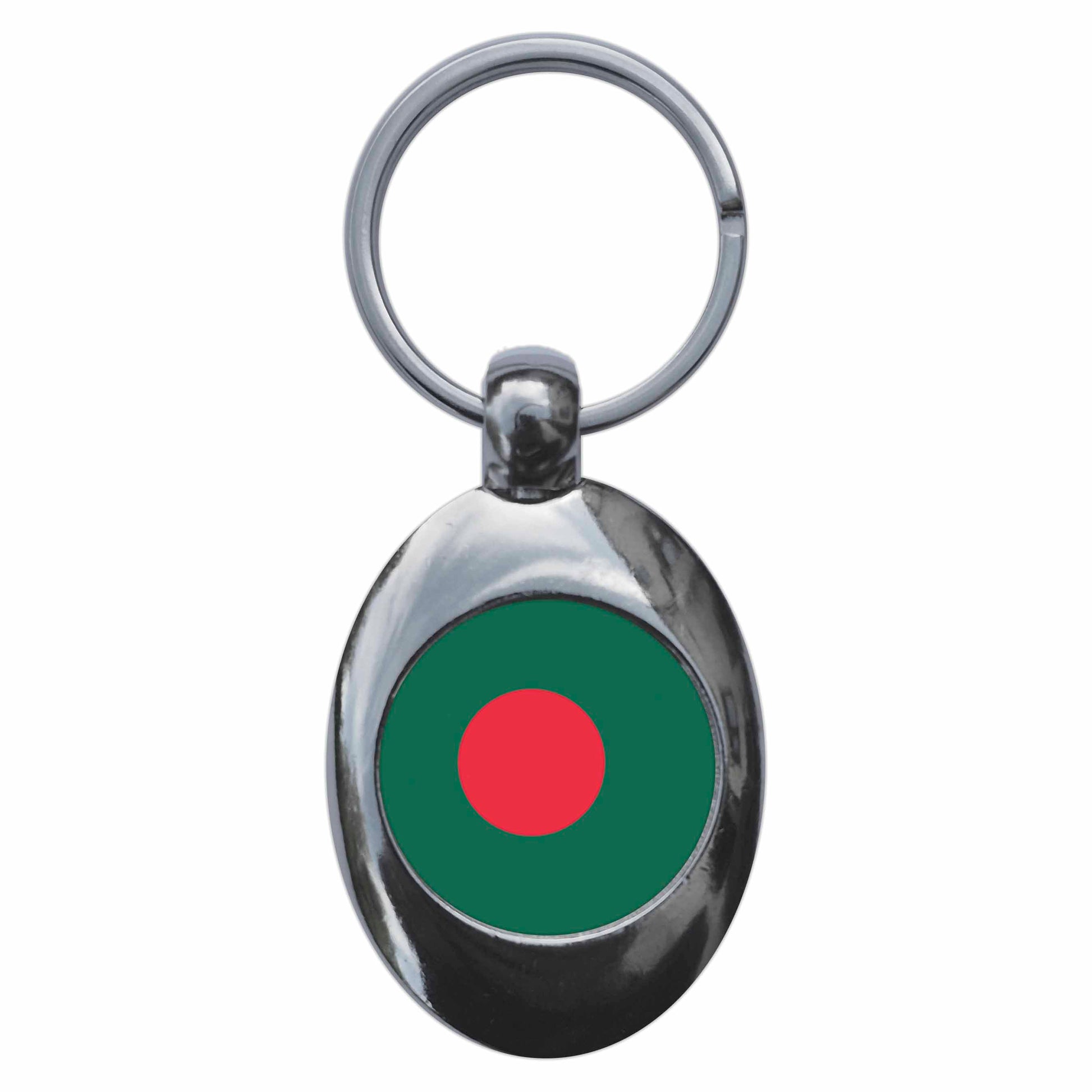 A picture of the front of the product, titled Bangladesh Bangladeshi National Flag Metal Keyring With Trolley Coin