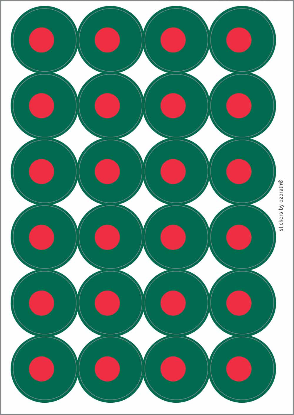 A picture of an A4 sheet of matte paper stickers