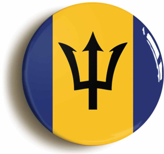 A picture of the front of the product, titled Barbados Barbadian National Flag Button Pin Badge