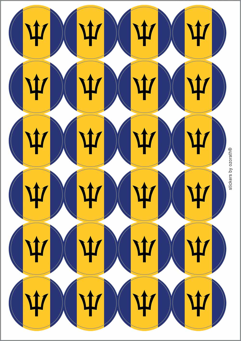 A picture of an A4 sheet of matte paper stickers