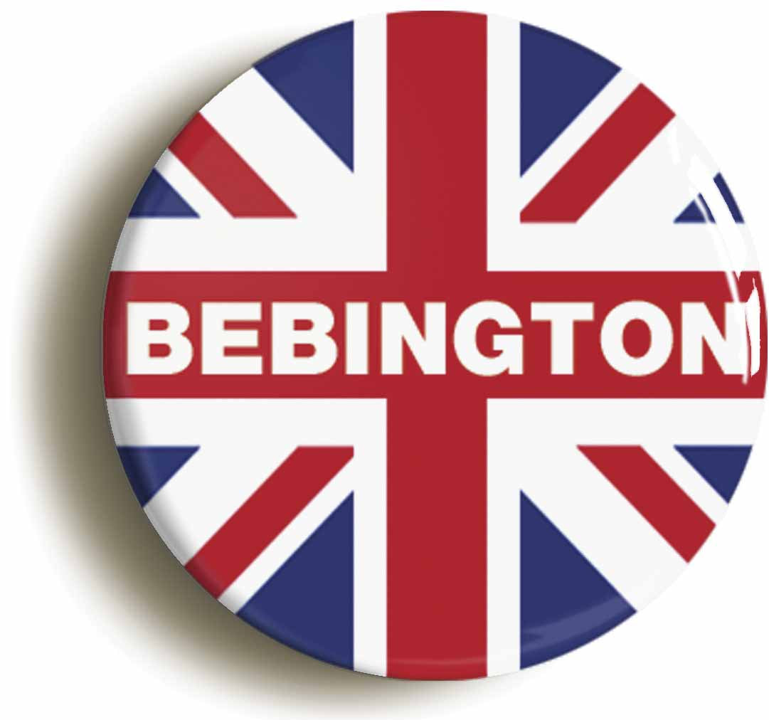 A picture of the front of the product, titled Bebington Union Jack Circular 50mm Fridge Magnet