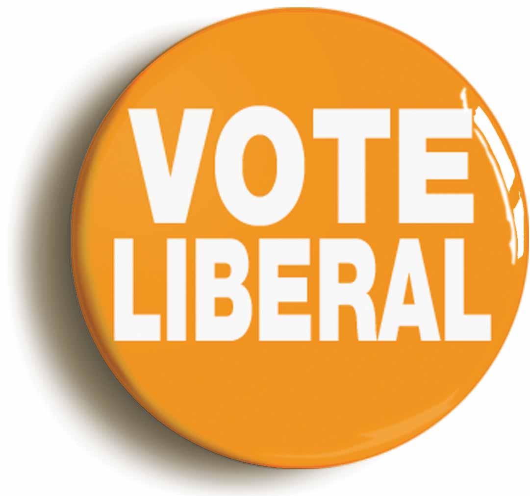 A picture of the front of the product, titled Vote Liberal Election Button Pin Badge
