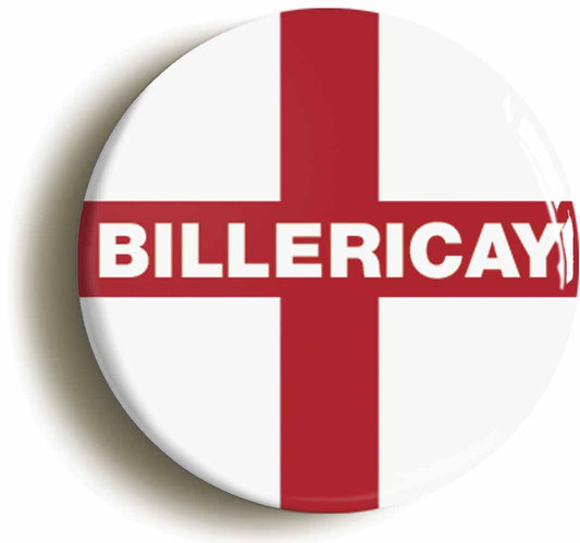 A picture of the front of the product, titled Billericay England Flag Circular 50mm Fridge Magnet