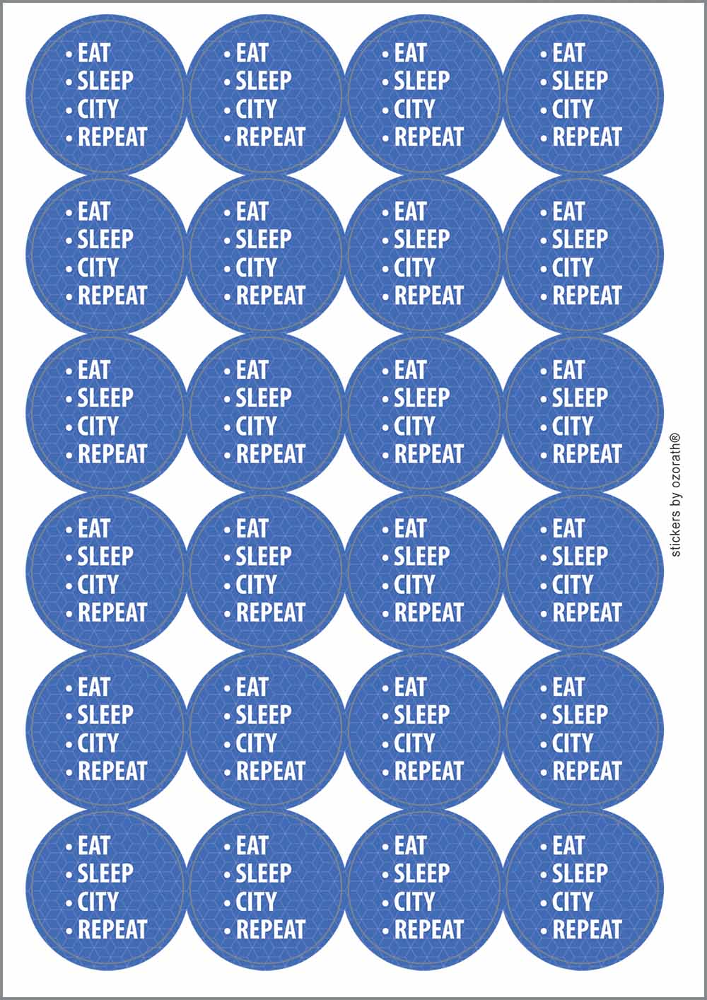 A picture of an A4 sheet of matte paper stickers