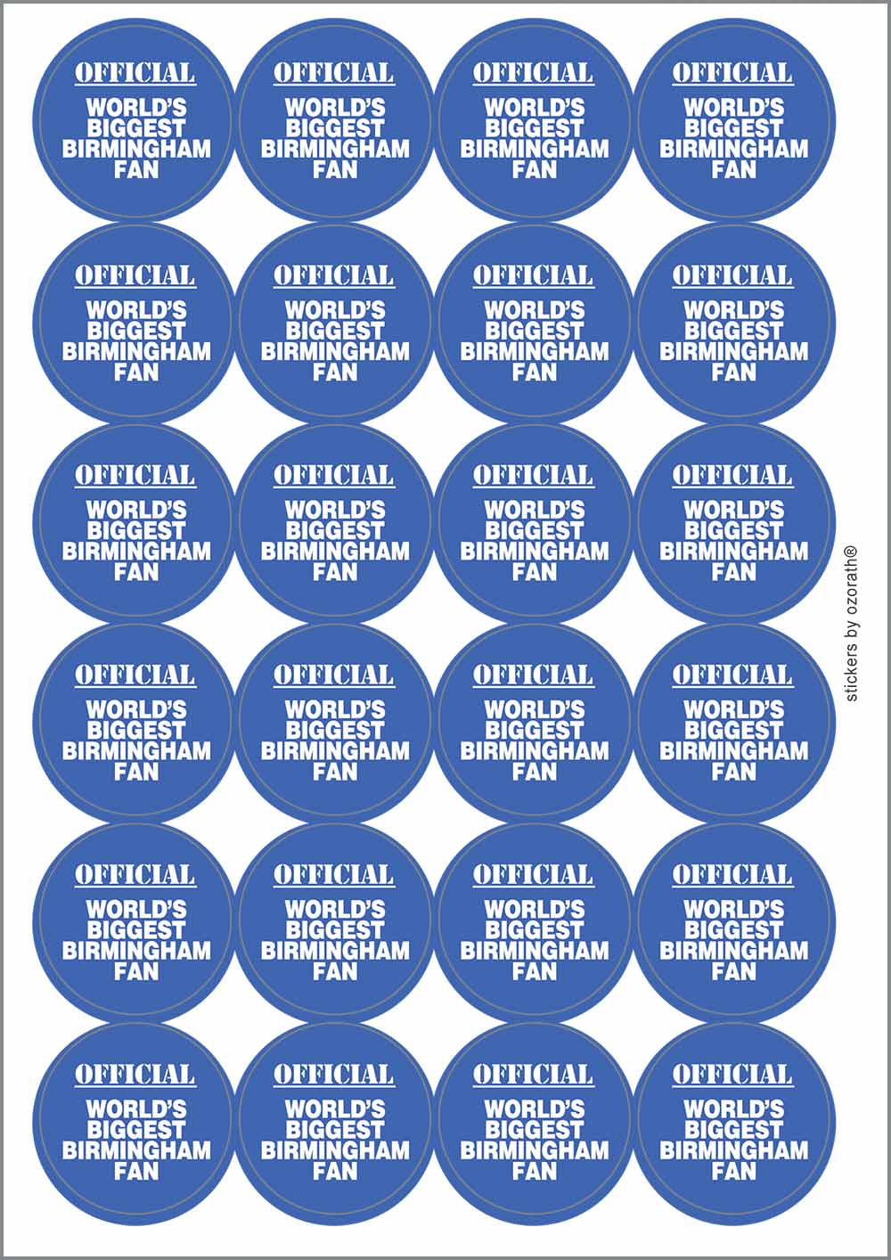 A picture of an A4 sheet of matte paper stickers