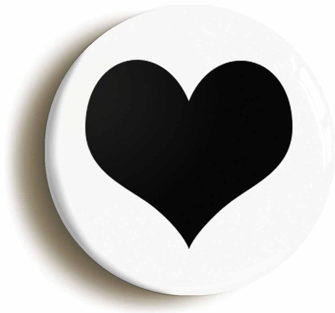 A picture of the front of the product, titled Black Heart Button Pin Badge