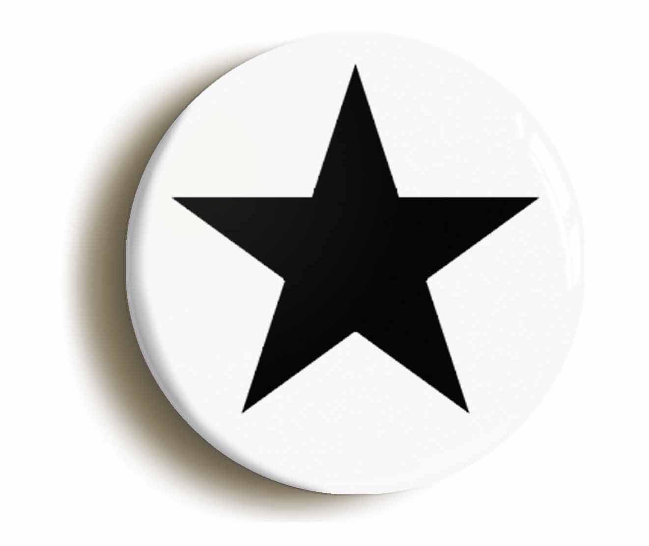 A picture of the front of the product, titled Black Star Button Pin Badge