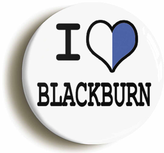 A picture of the front of the product, titled I Heart Love Blackburn Circular 50mm Fridge Magnet