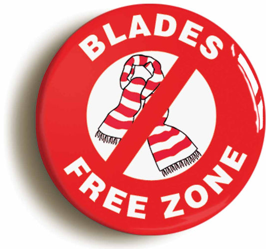 A picture of the front of the product, titled Blades Free Zone Circular 50mm Fridge Magnet