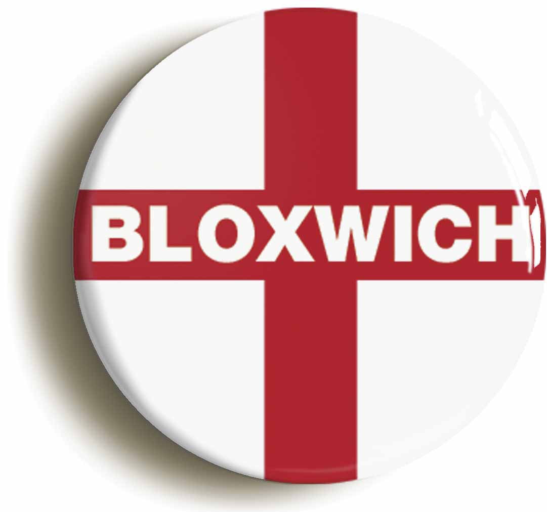 A picture of the front of the product, titled Bloxwich England Flag Button Pin Badge