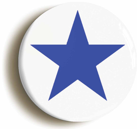 A picture of the front of the product, titled Blue Star Button Pin Badge